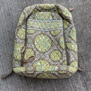 Vera Bradley Backpack Green Flower Pattern Quilted